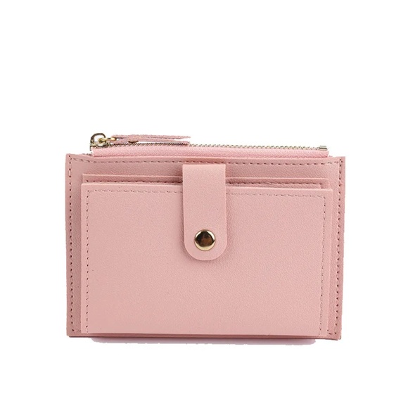 $5 ADD ON ITEMS - Small Pink Wallet Zipper & Button Minimalist Faux Leather - Picture 6 of 6